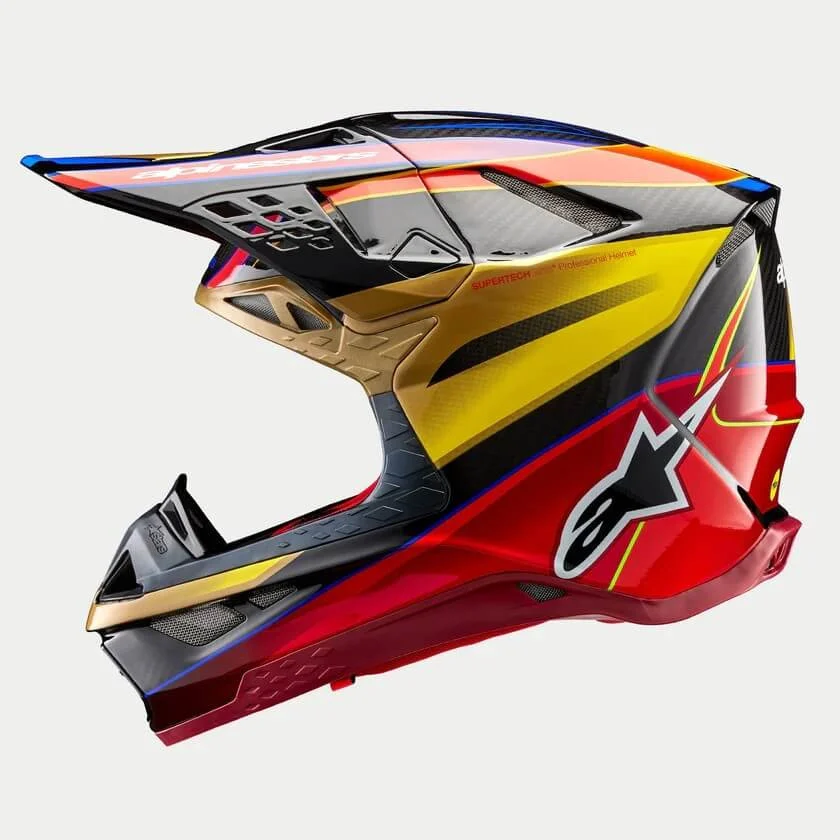 Alpinestar Supertech M10 Era Helmet - Glossy Gold, Yellow & Rio Red