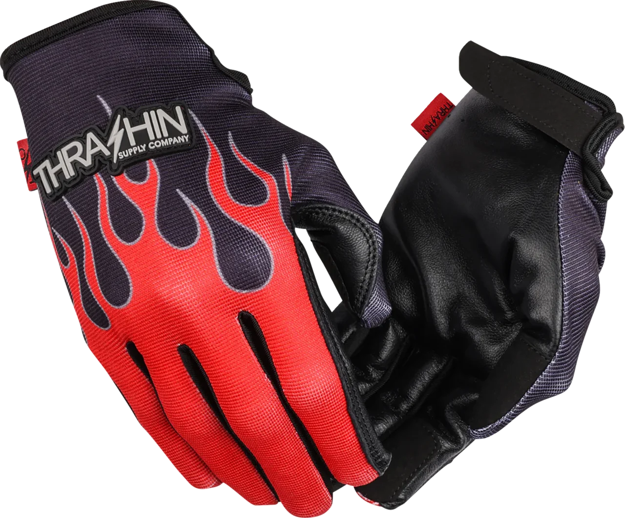 Thrashin Supply Co. Stealth Leather Palm Flame Gloves