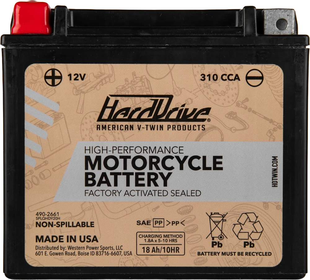 Harddrive High Perform Battery - YTX20 / YTX20H - Cranking Amps: 310