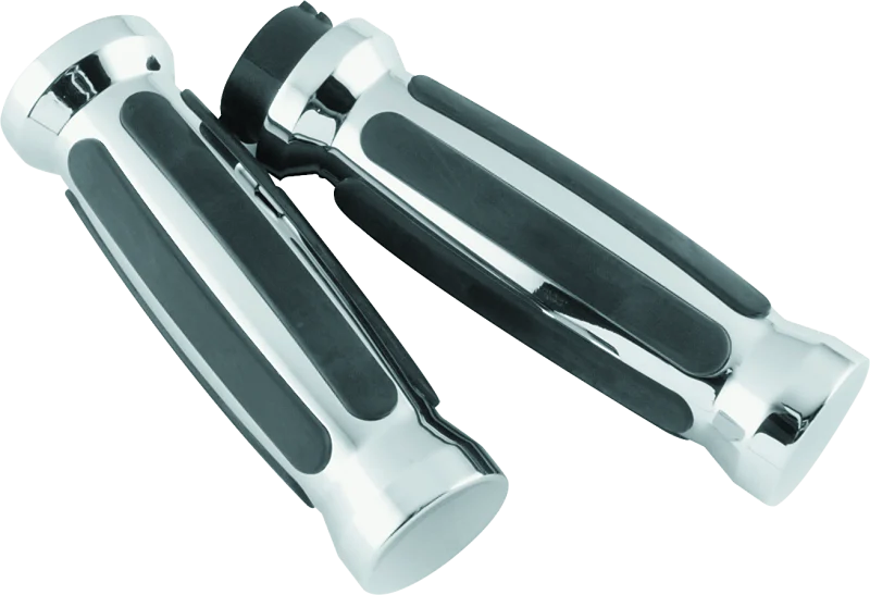 Bikers Choice 81-17 XL & Big Twin Dual Cable Chrome & Black Sensation Grips Pr - 498414