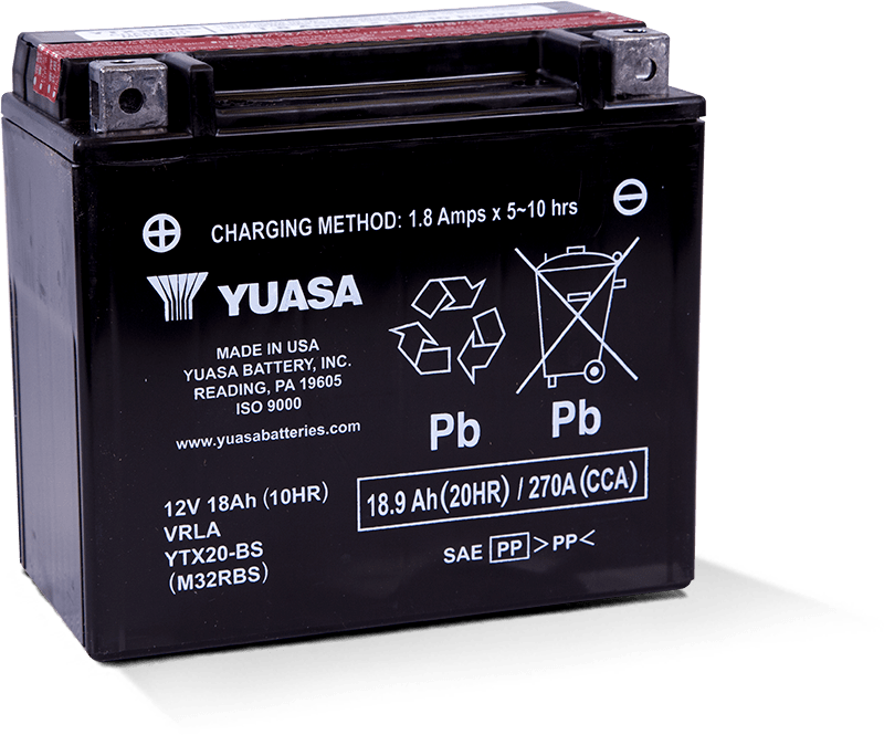 Yuasa YTX20-BS Maintenance Free AGM 12-Volt Battery w/Bottle - YUAM32RBS