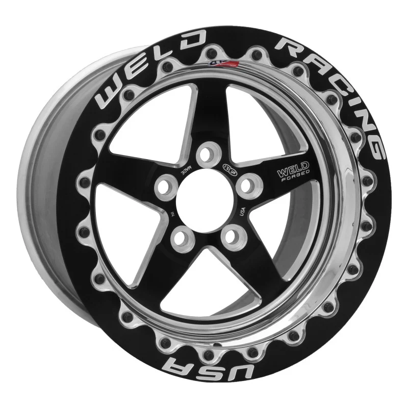 Weld S71 15x10.33 / 5x4.75 BP / 7.5in. BS Black Wheel (Medium Pad) - Black Single Beadlock MT - 71MB510B75F