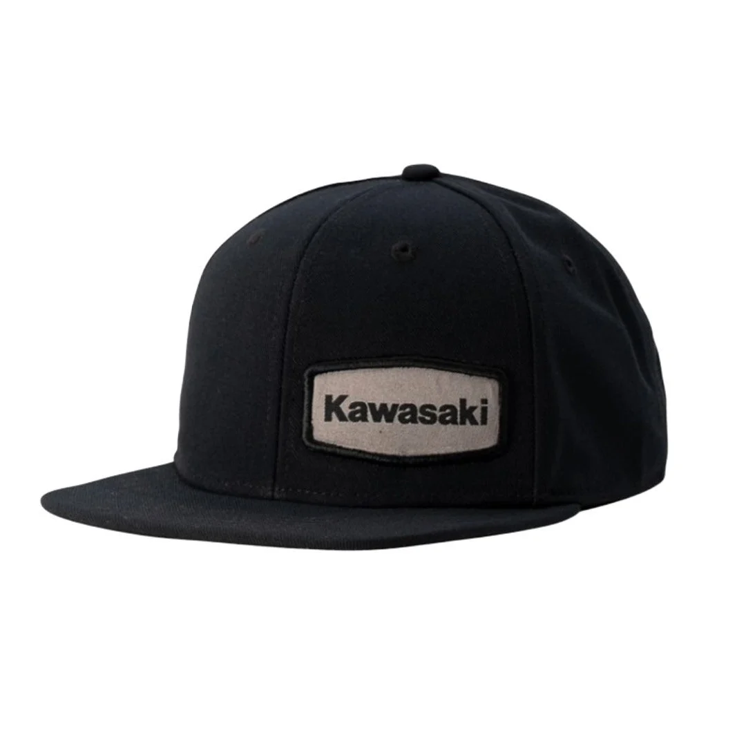 Kawasaki Flat Bill Patch Baseball Cap Hat Black K005-4147-BKNS