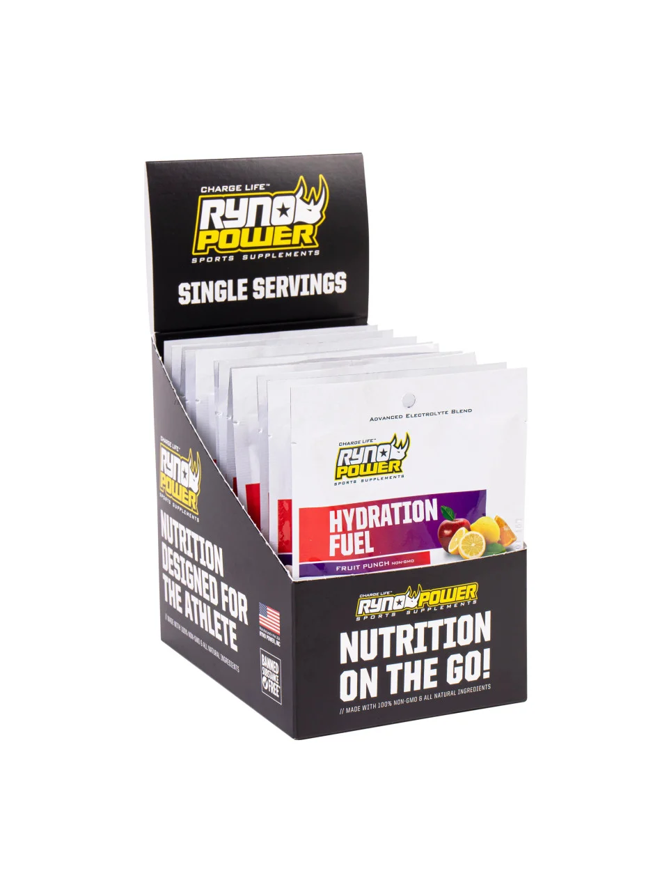 Ryno Power Hydration Fuel Fruit Punch Electrolyte Drink Mix - 12 Single Servings