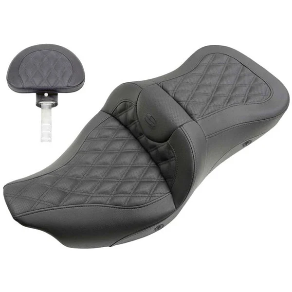 Saddlemen 2009-2025 FLHTCUTG Tri Glide / 2008-2025 FLHR, FLHT, FLHX, FLTR Heated Roadsofa GT LS Seat with Driver's Backrest Motorcycle Accessories | Shop for Moto Gear