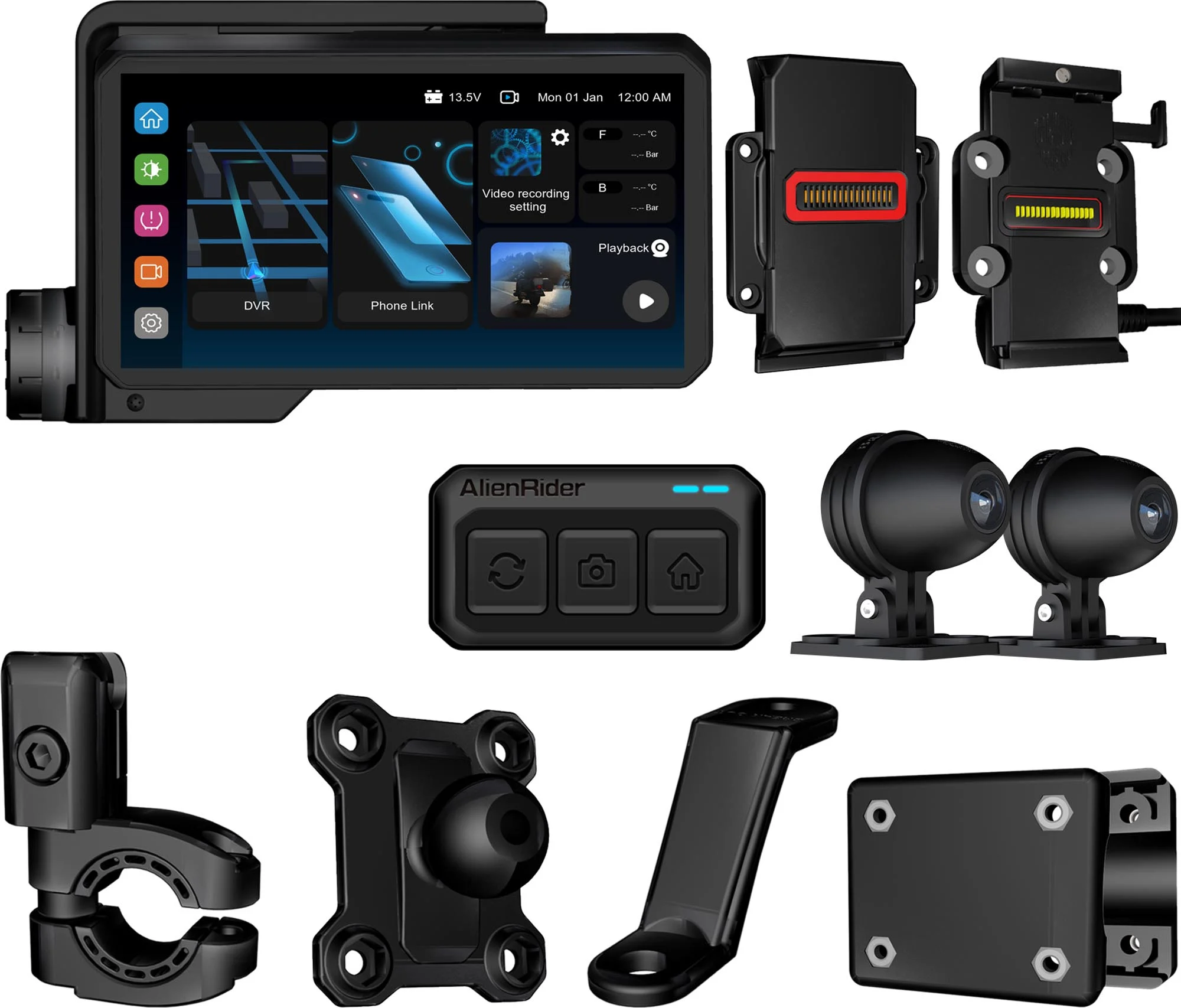 AlienRider M2-QR Bundle 5 Universal Motorcycle Multimedia System