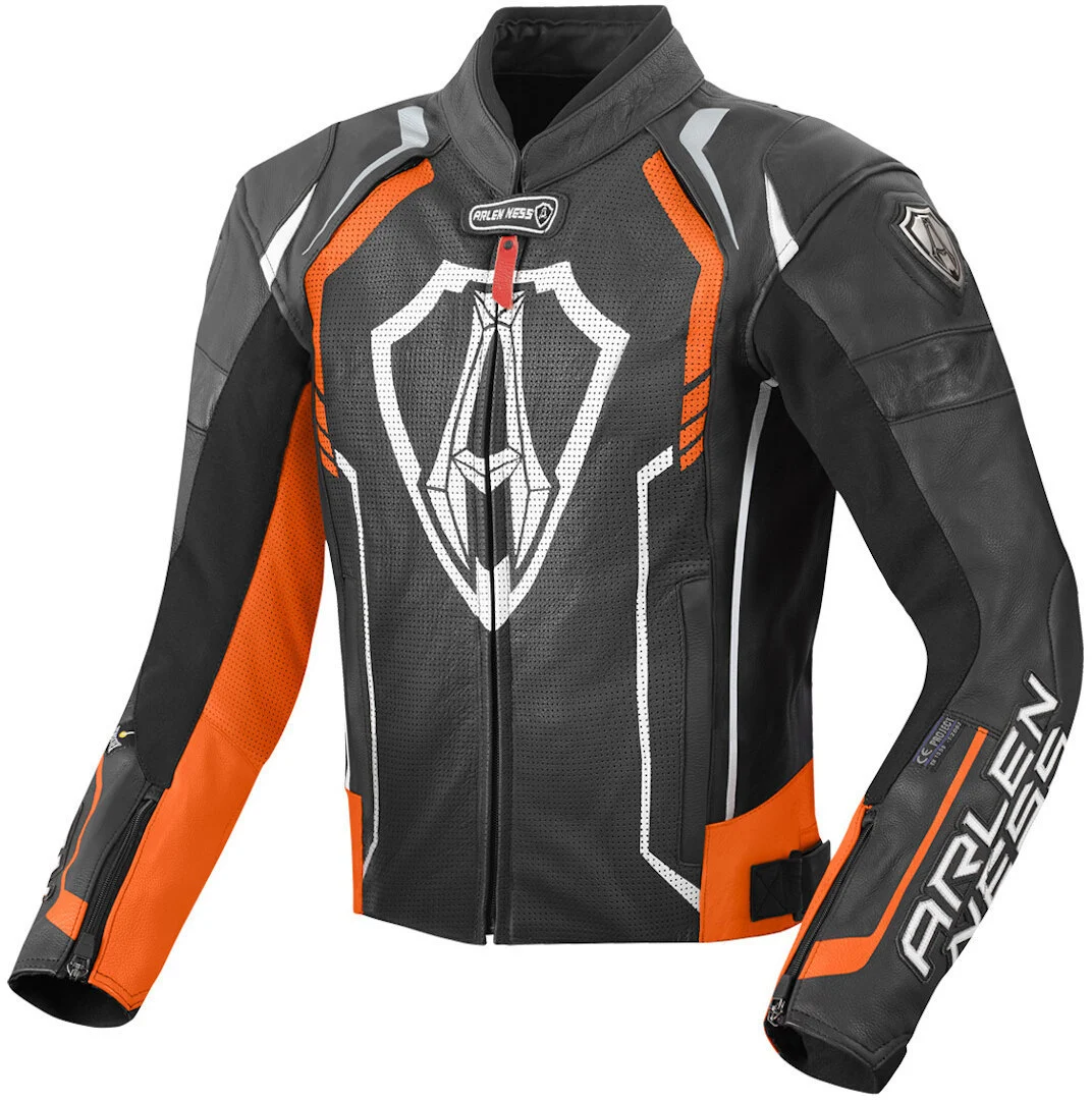 Arlen Ness Track Motorcycle Leather Jacket black/orange