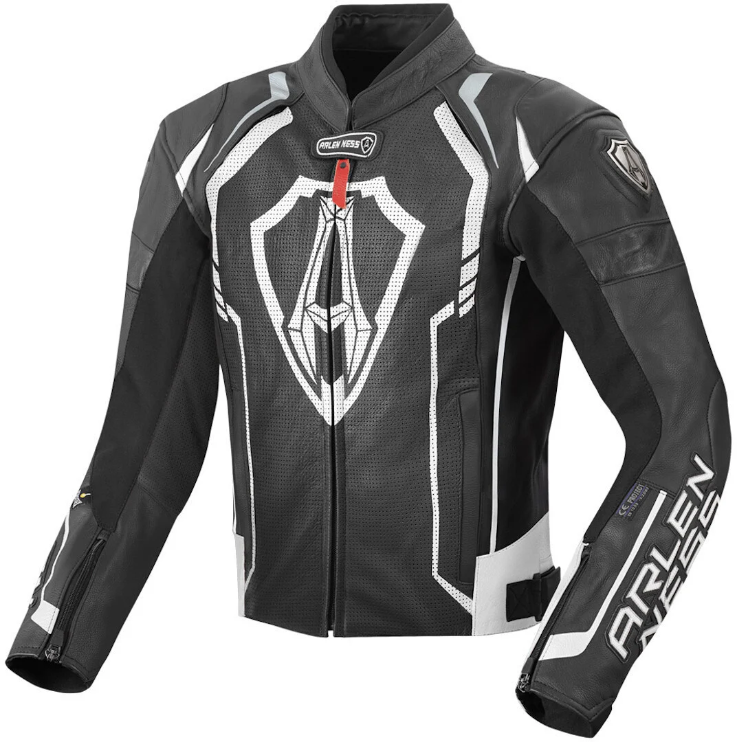 Arlen Ness Track Motorcycle Leather Jacket black/white