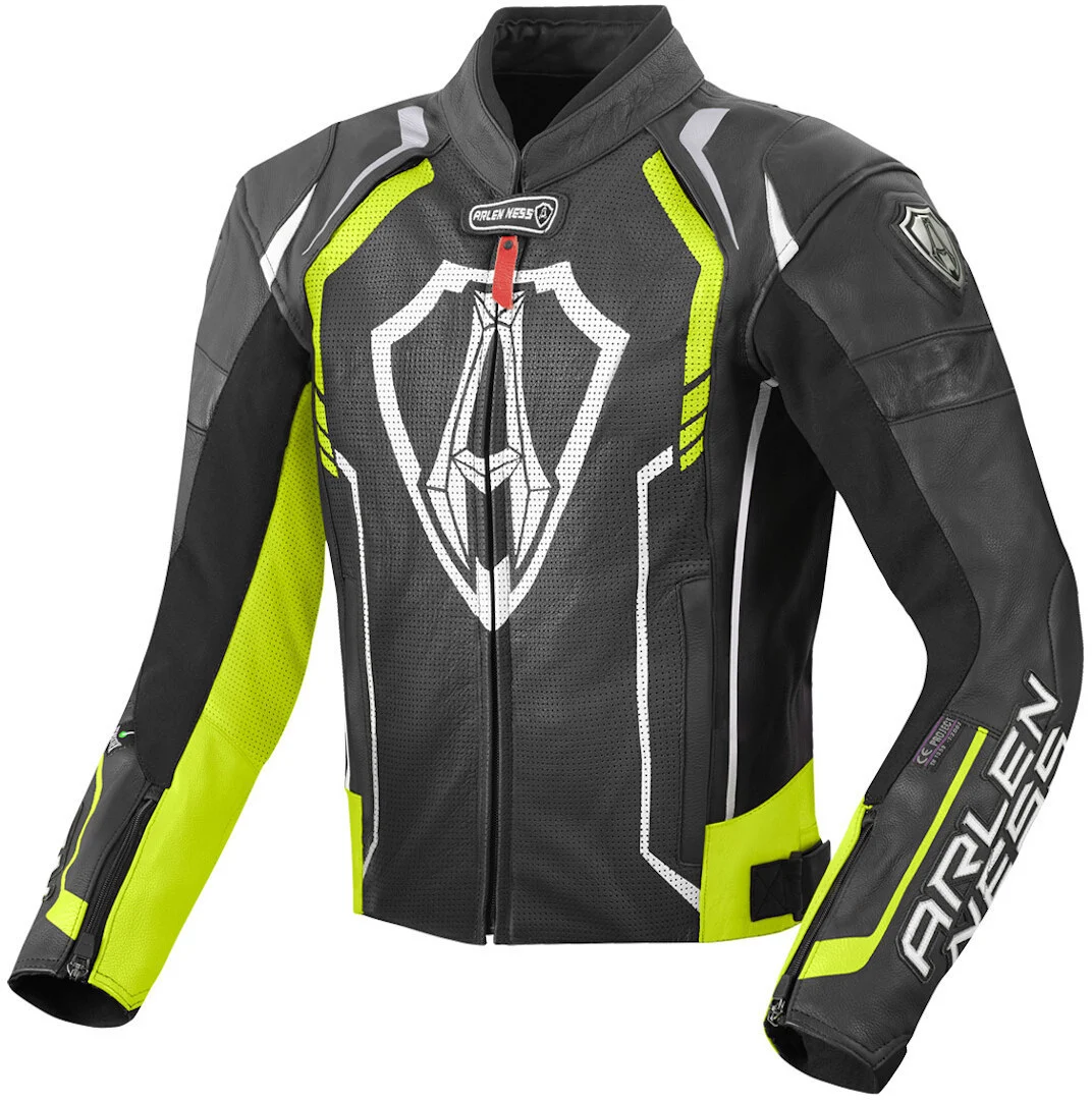 Arlen Ness Track Motorcycle Leather Jacket black/yellow
