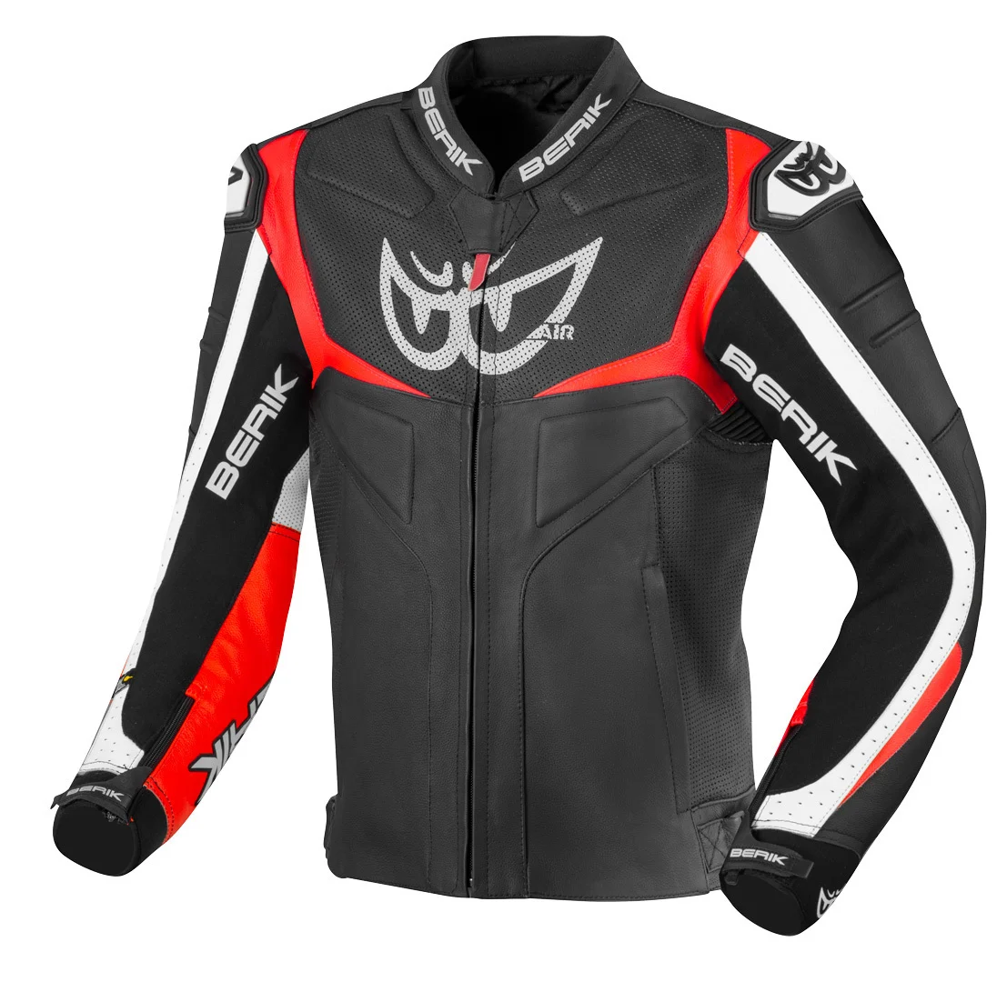 Berik Wild Chase Motorcycle Leather Jacket black/white/red