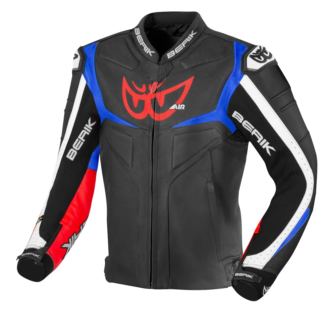 Berik Wild Chase Motorcycle Leather Jacket black/white/red/blue