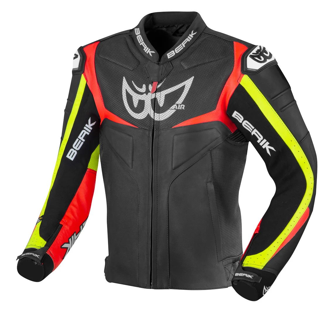 Berik Wild Chase Motorcycle Leather Jacket black/white/red/yellow