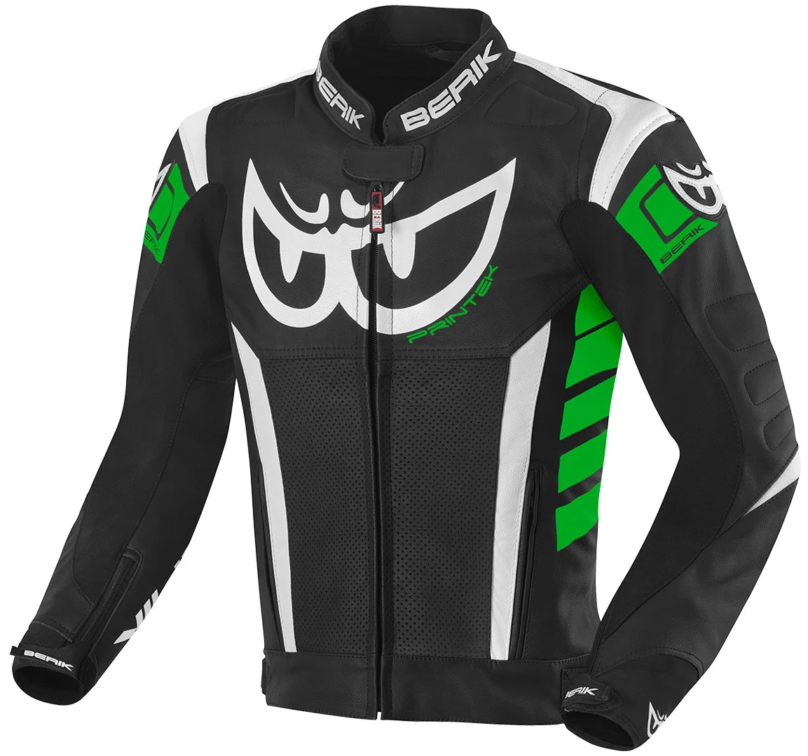 Berik Zakura Motorcycle Leather Jacket black/white/green
