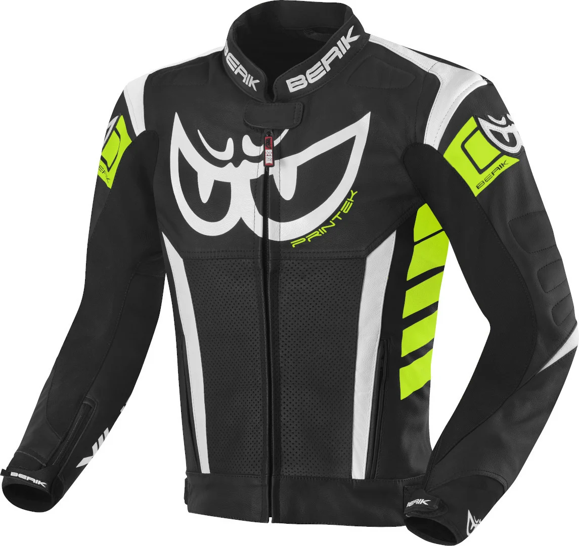 Berik Zakura Motorcycle Leather Jacket black/white/yellow