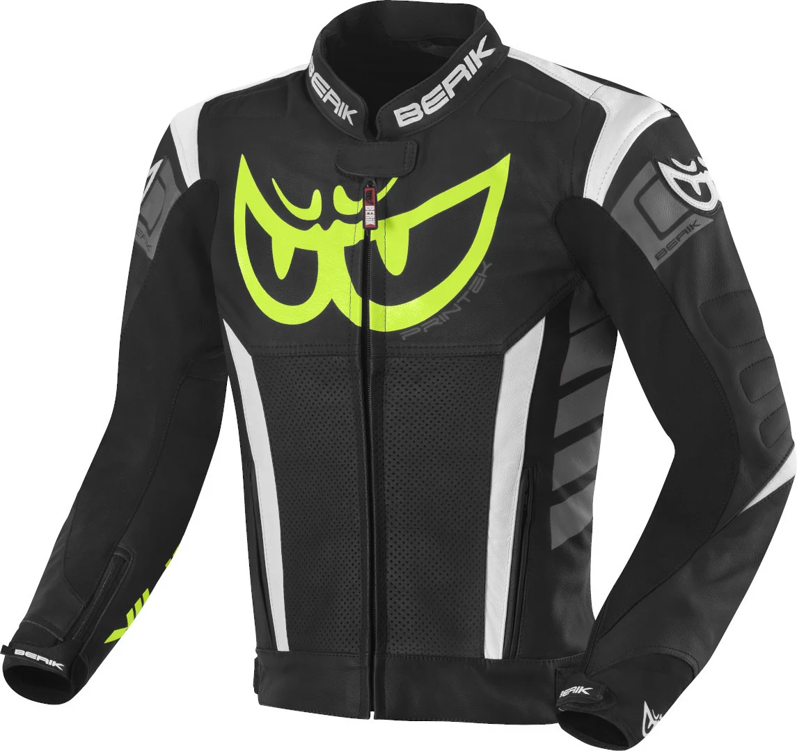 Berik Zakura Motorcycle Leather Jacket black/white/yellow/grey