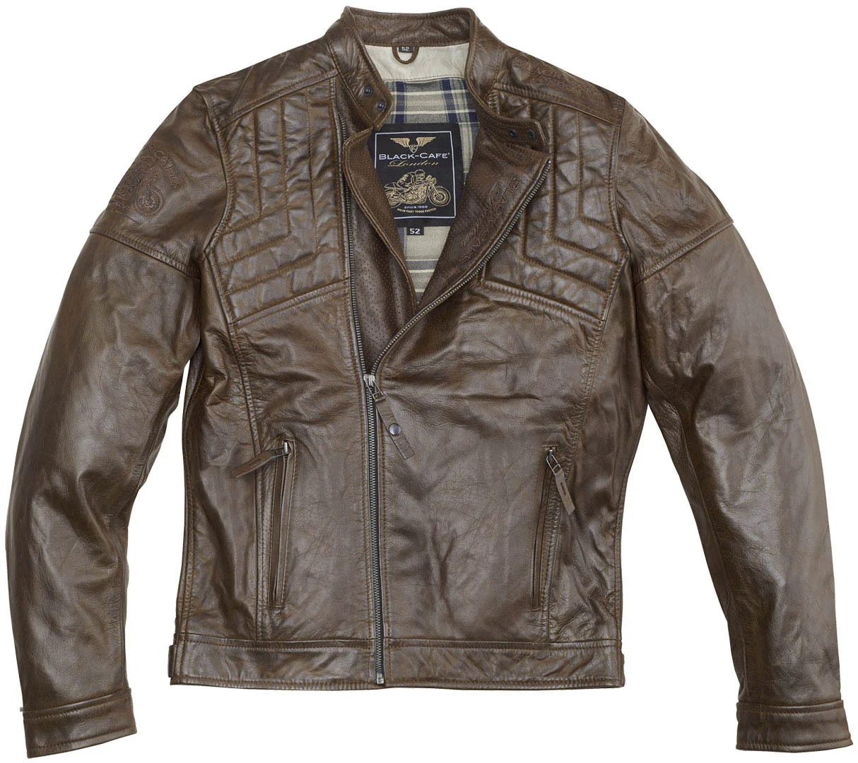 Black-Cafe London Philadelphia Motorcycle Leather Jacket brown