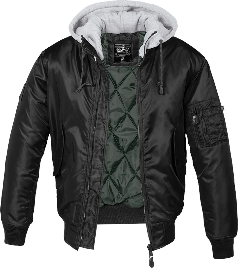 Brandit MA1 Sweat Hooded Jacket black/grey