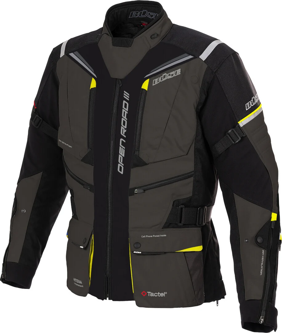 Büse Open Road III Waterproof Ladies Motorcycle Textile Jacket anthracite/black/yellow