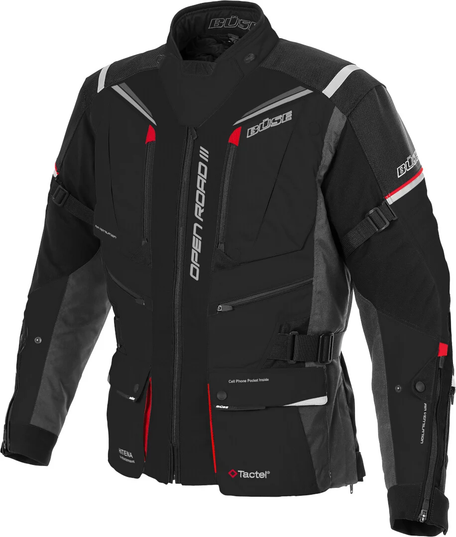 Büse Open Road III Waterproof Ladies Motorcycle Textile Jacket black/red