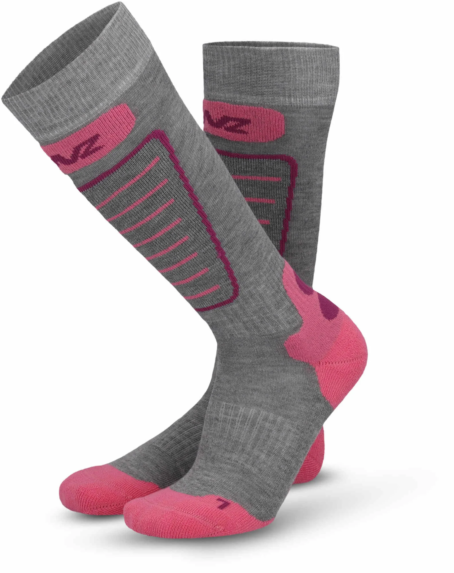Lenz Skiing Kids Socks grey/hotpink