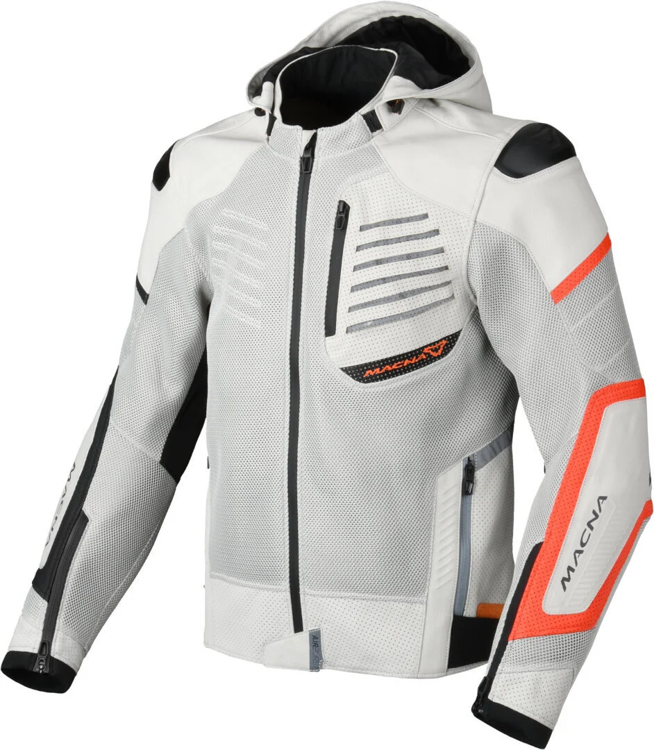 Macna Risant perforated Motorcycle Leather / Textile Jacket light grey/black