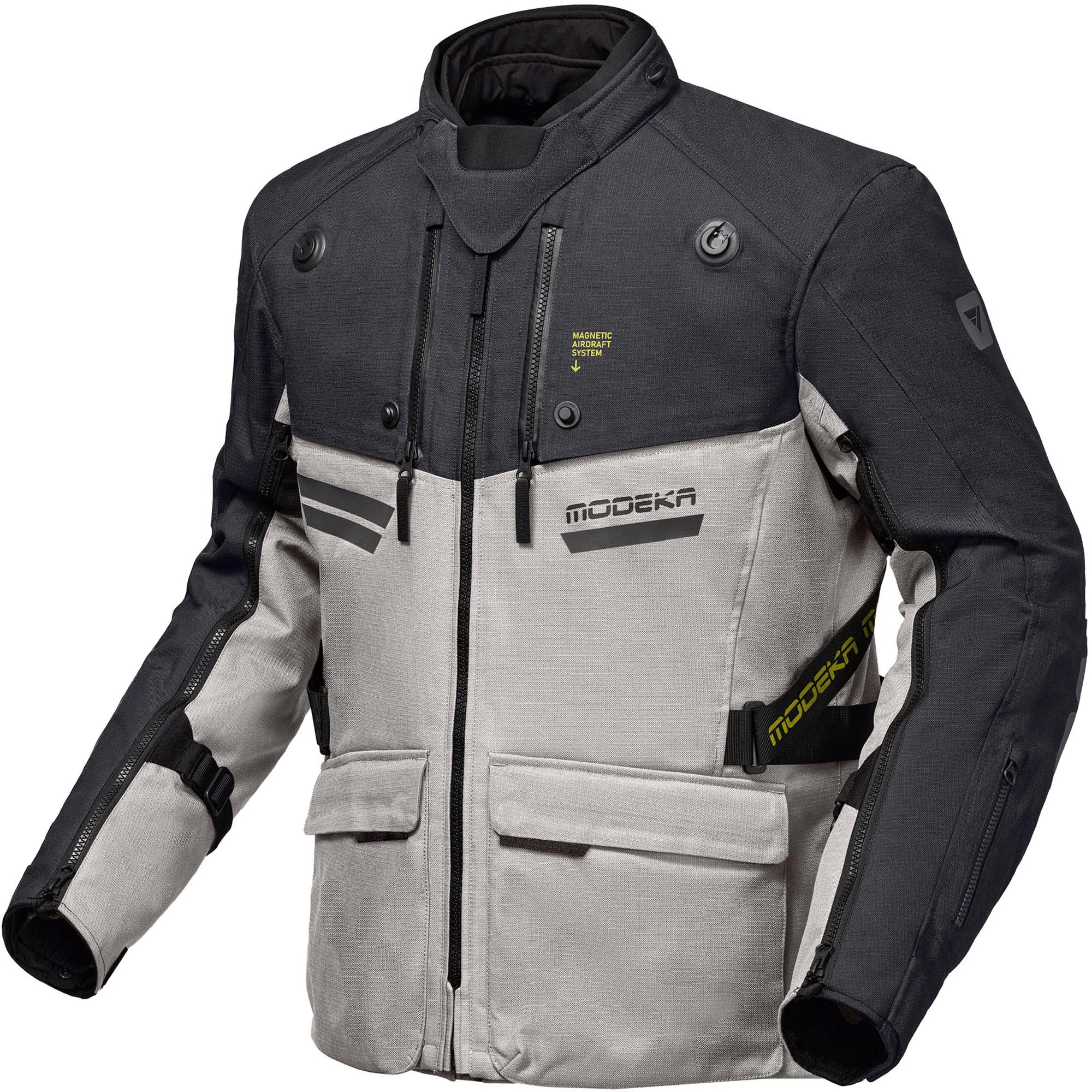 Modeka Atlaz Motorcycle Textile Jacket light grey/black