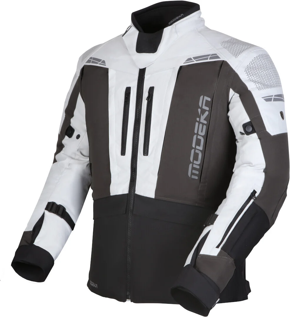 Modeka Hydron waterproof Motorcycle Textile Jacket light grey/dark grey/black