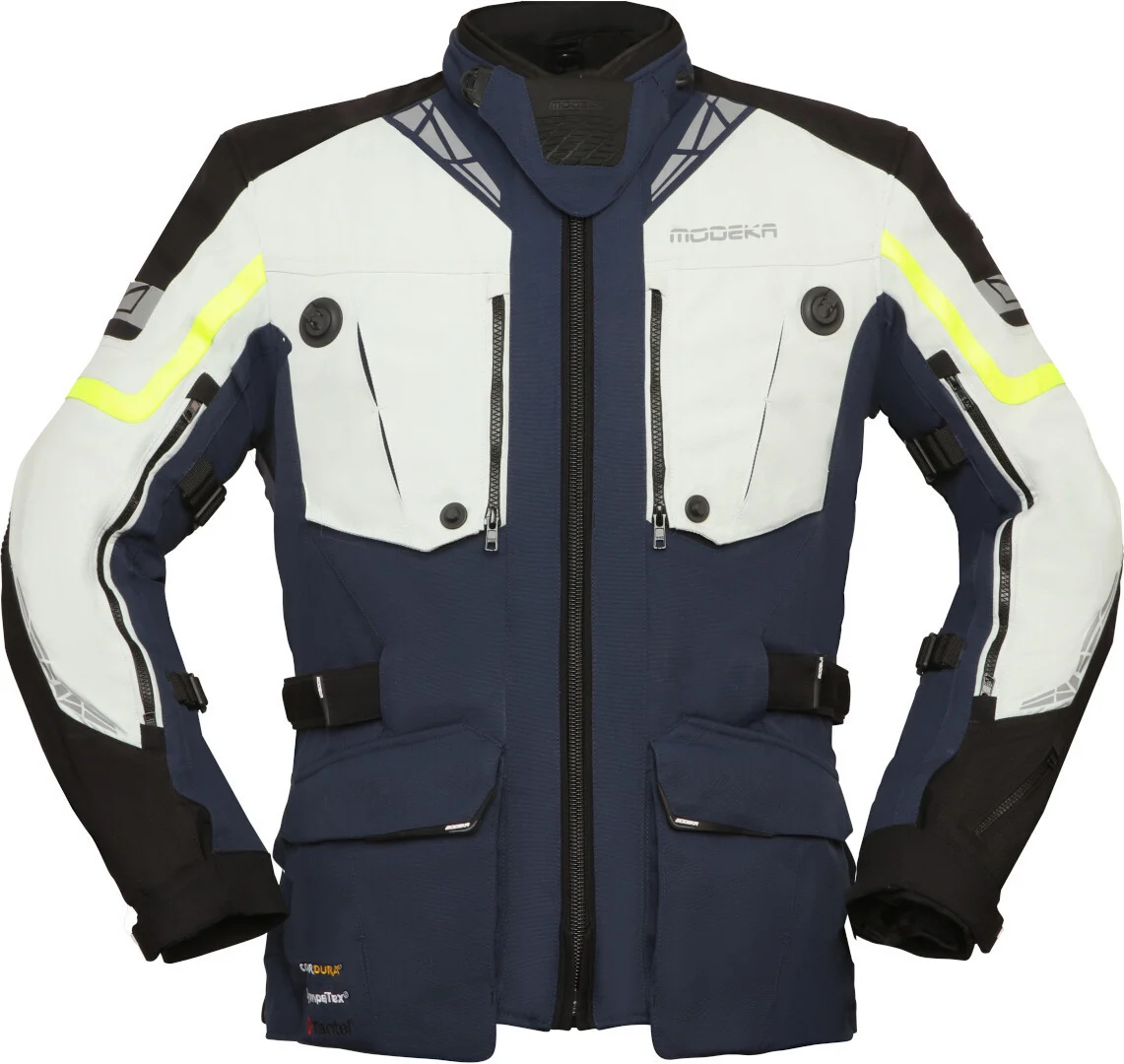 Modeka Panamericana 2 Motorcycle Textile Jacket light grey/blue