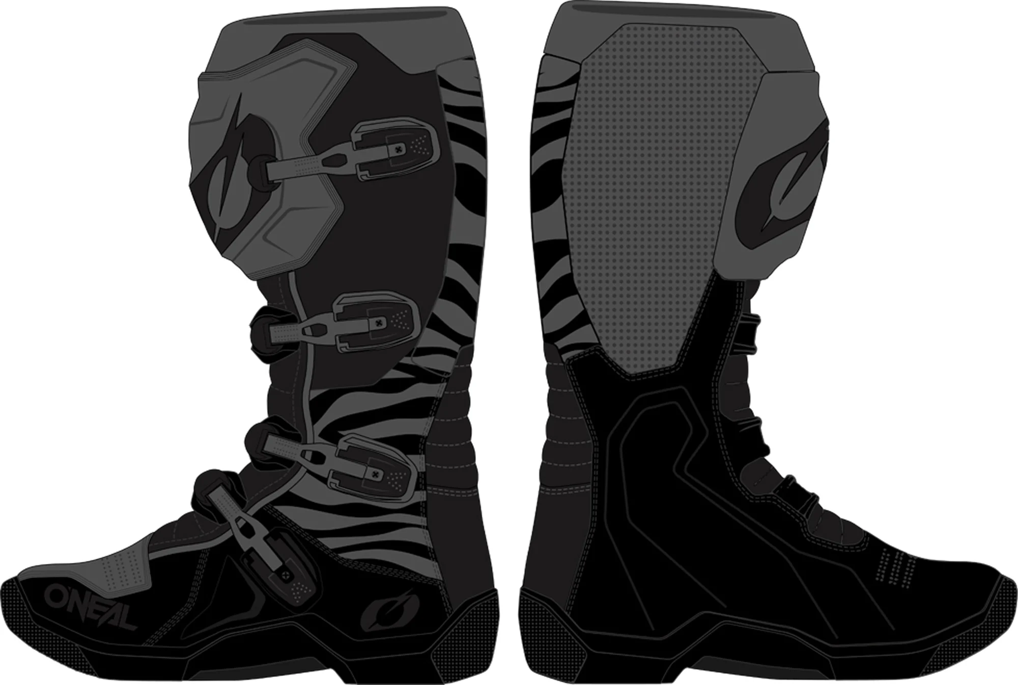 Oneal 3SRS Zebra Motocross Boots black/grey