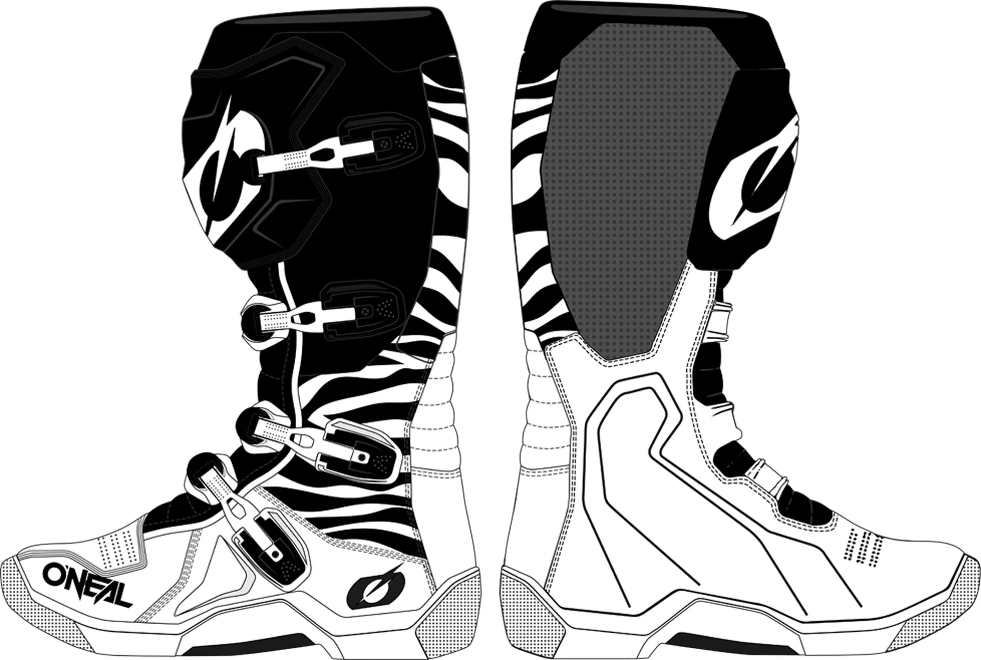 Oneal 3SRS Zebra Motocross Boots black/white