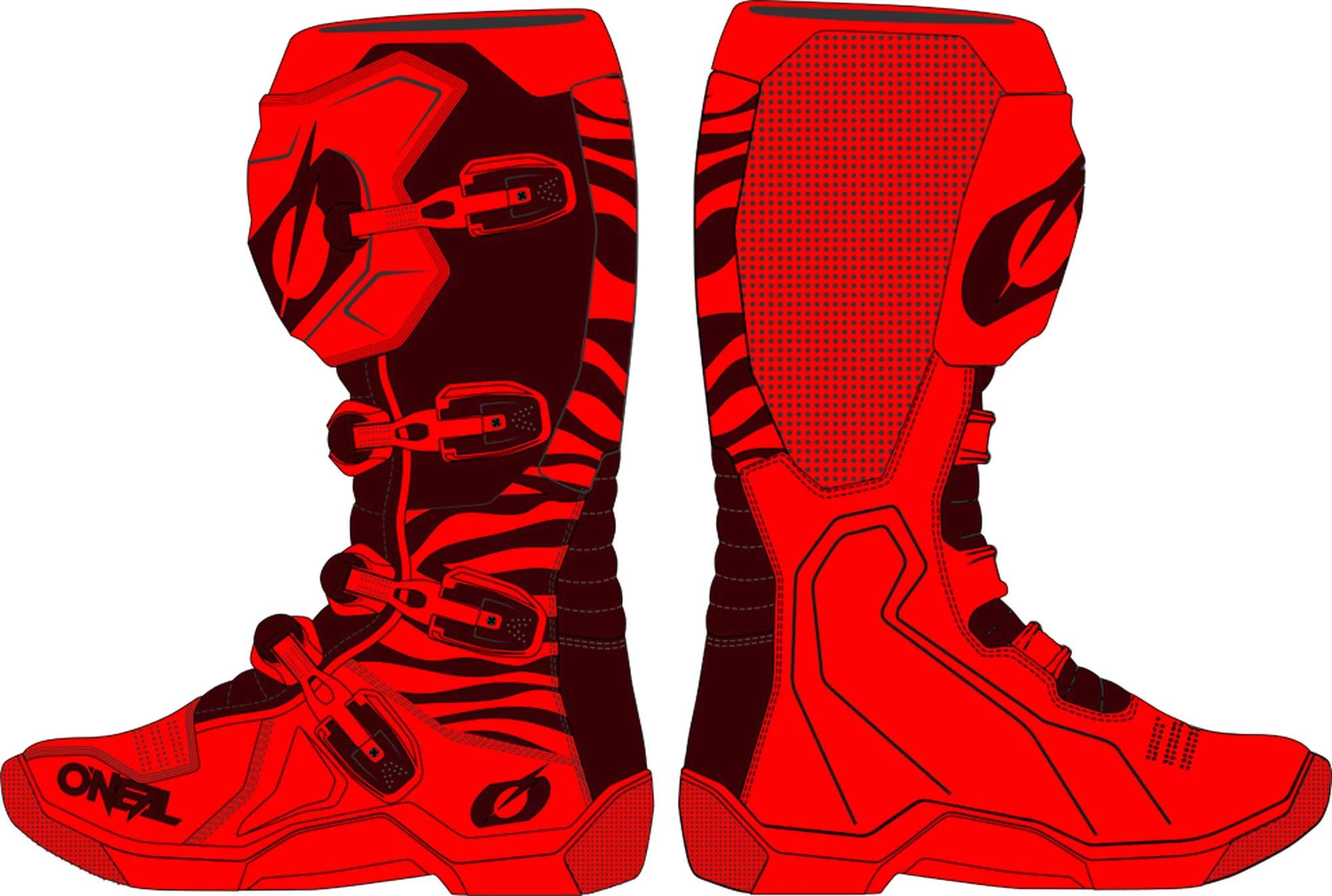 Oneal 3SRS Zebra Motocross Boots red