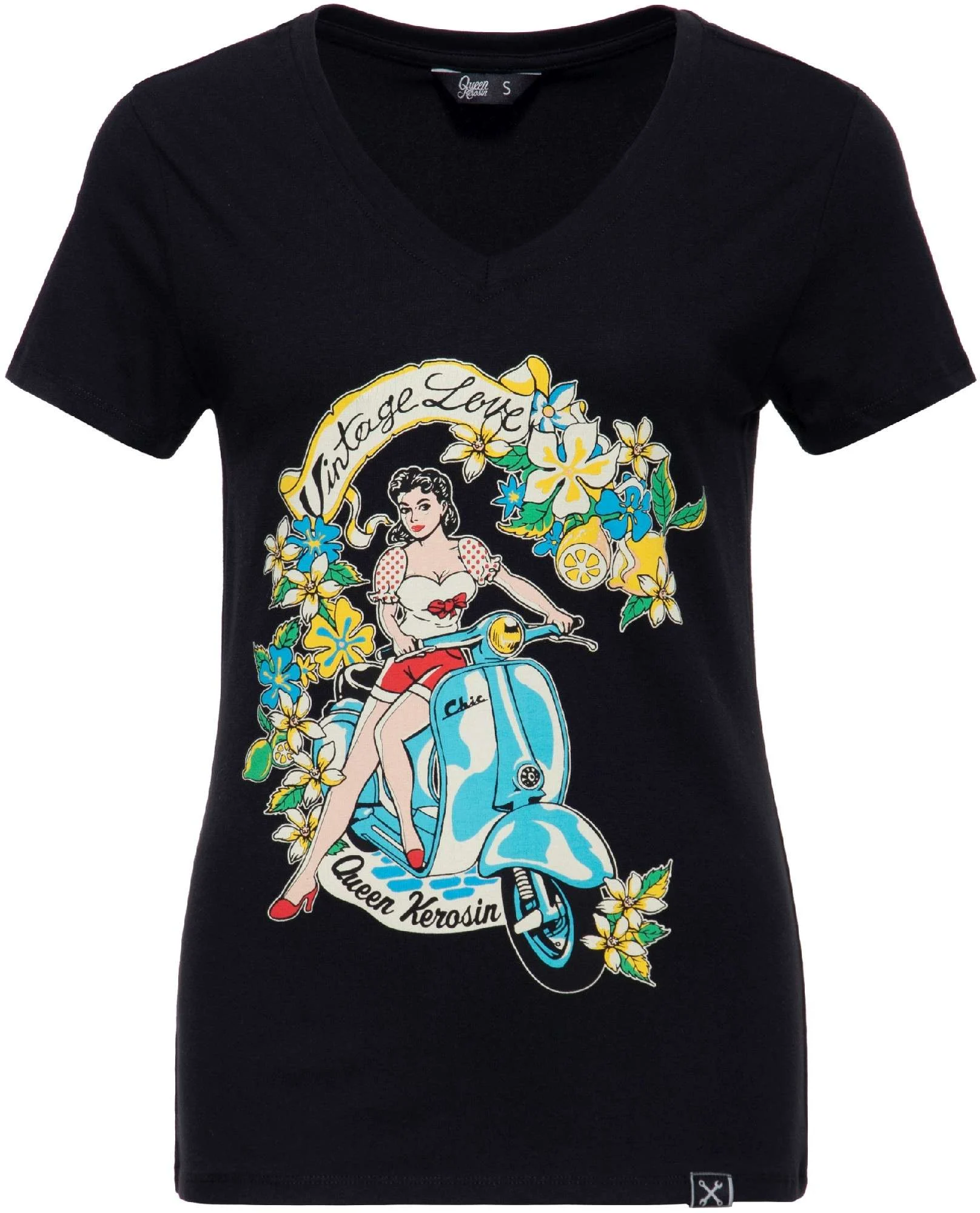 Queen Kerosin Vintage Love Ladies T-Shirt black/multicoloured