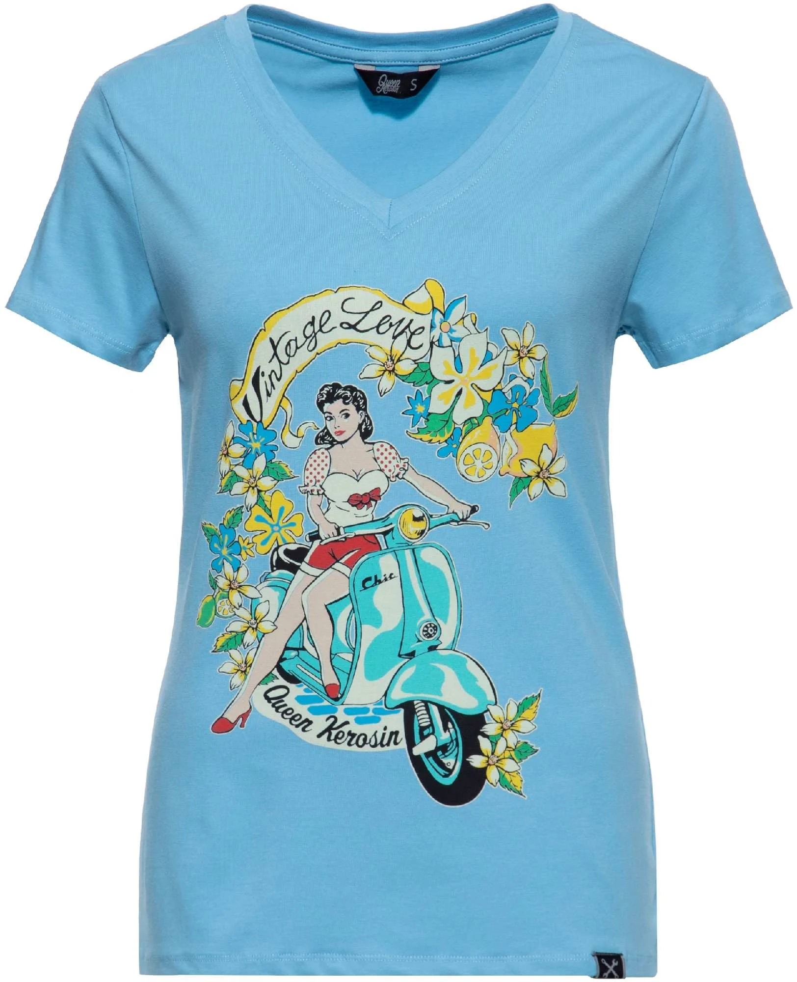 Queen Kerosin Vintage Love Ladies T-Shirt blue