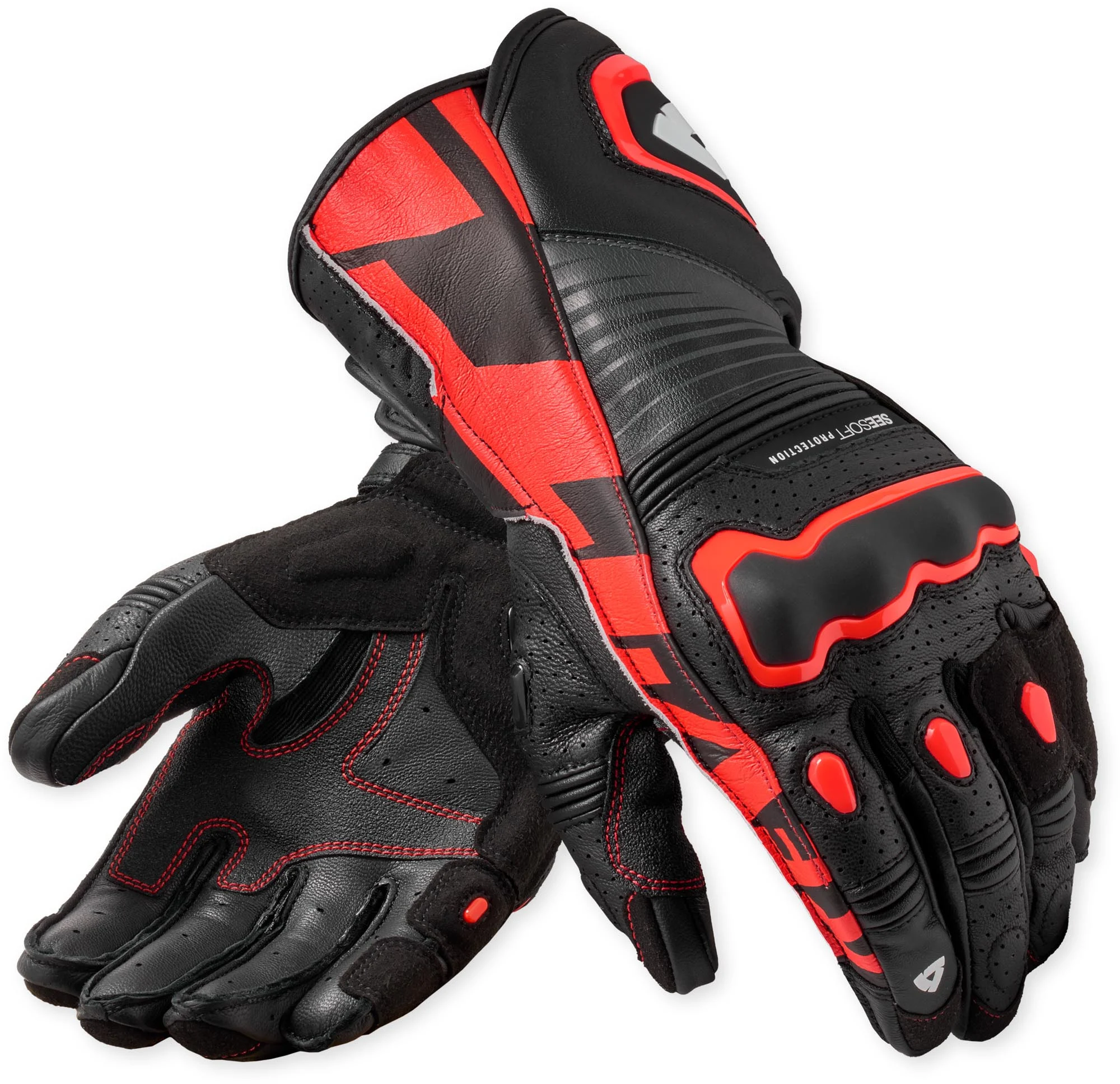 Revit Argon 3 perforated Motorcycle Gloves black/neon-red