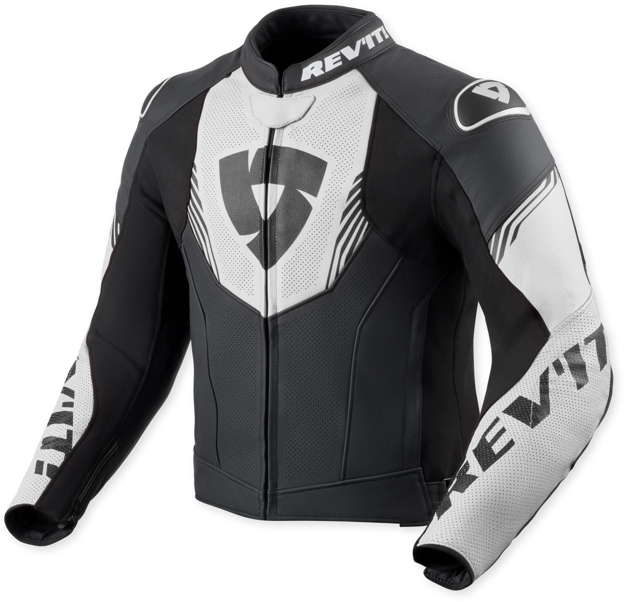 Revit Argon 3 perforated Motorcycle Leather Jacket black/white