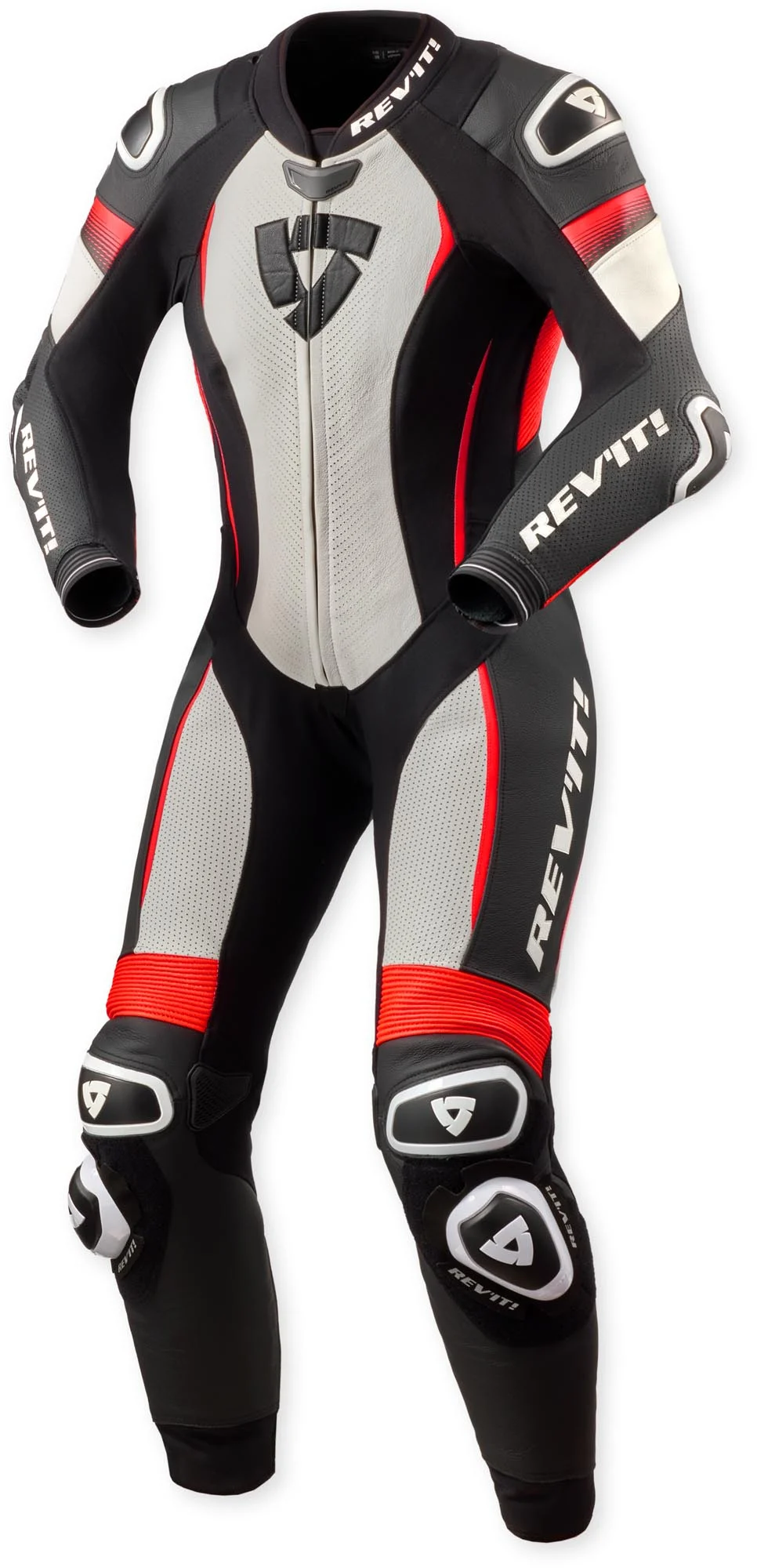 Revit Xena 4 Ladies One Piece Motorcycle Leather Suit white/red