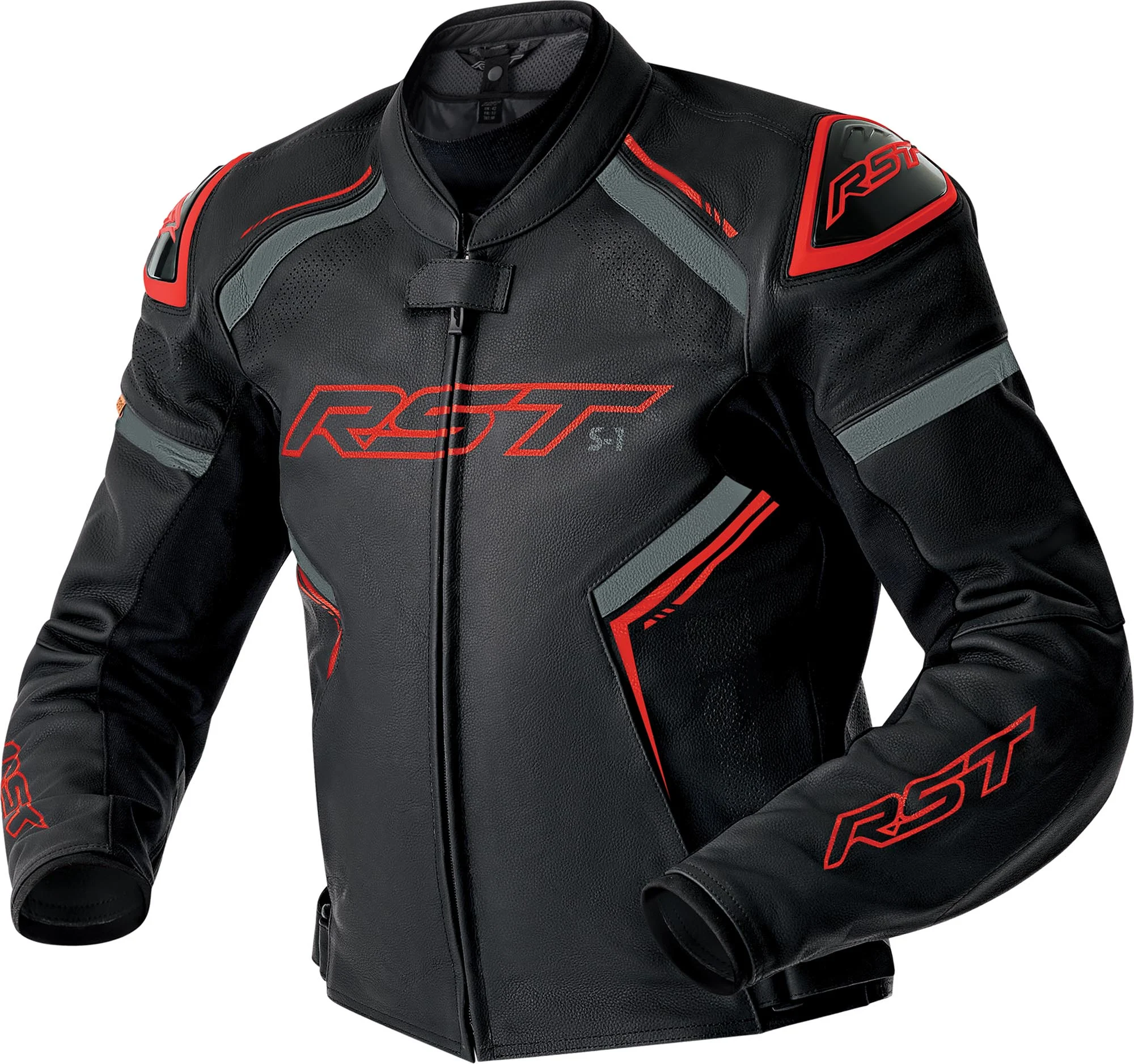RST S1 D3O perforated Motorcycle Leather Jacket black/red