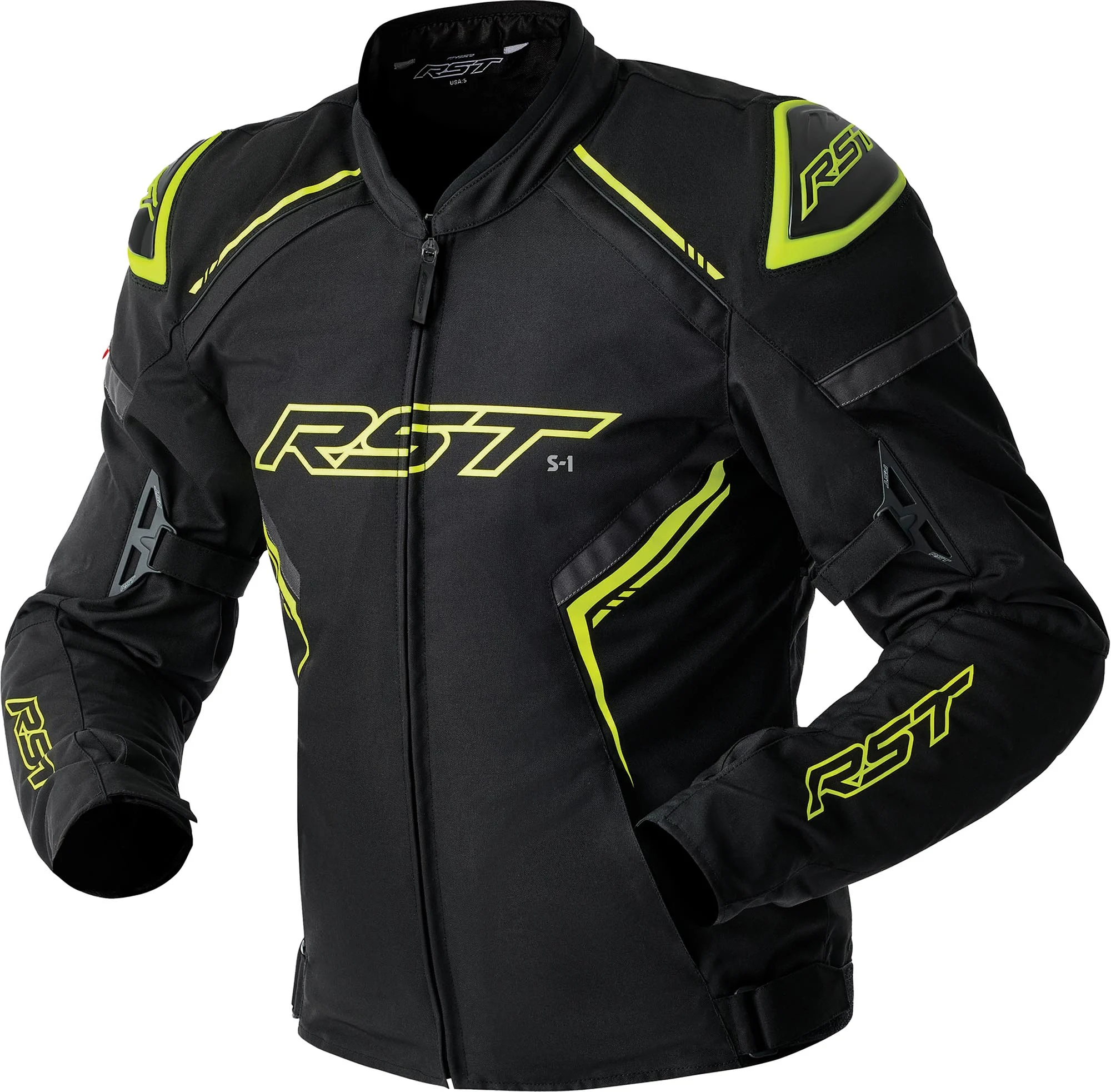 RST S1 D3O waterproof Motorcycle Textile Jacket black/neon-yellow