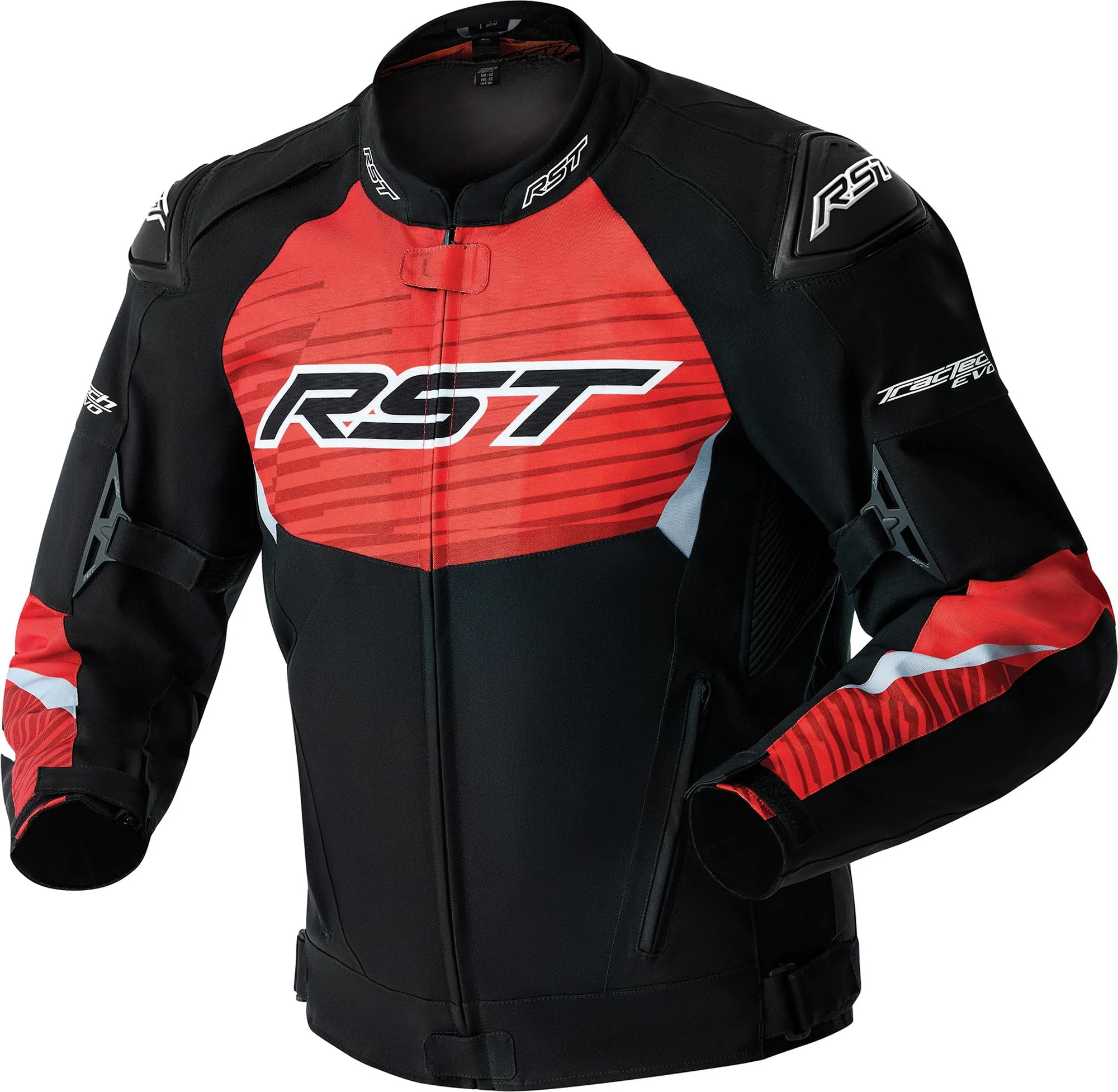 RST Tractech Evo D3O waterproof Motorcycle Textile Jacket black/neon-red