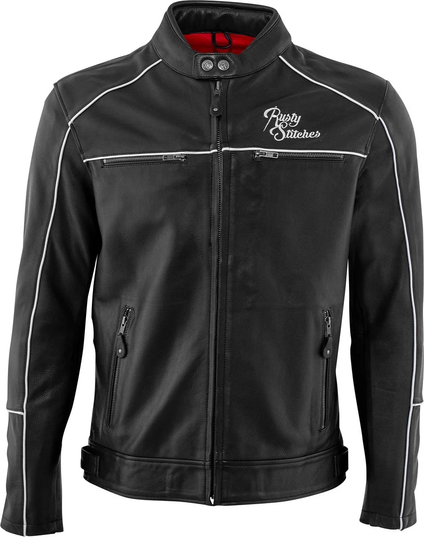 Rusty Stitches Chase Motorcycle Leather Jacket black/white