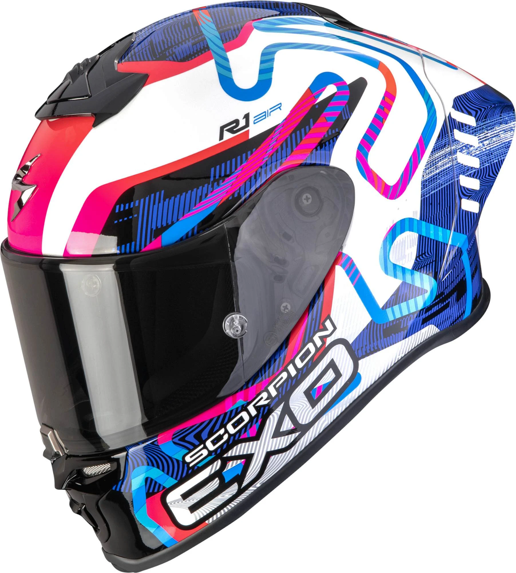 Scorpion EXO-R1 Evo II Air Cornering Full-Face Helmet white/pink/blue